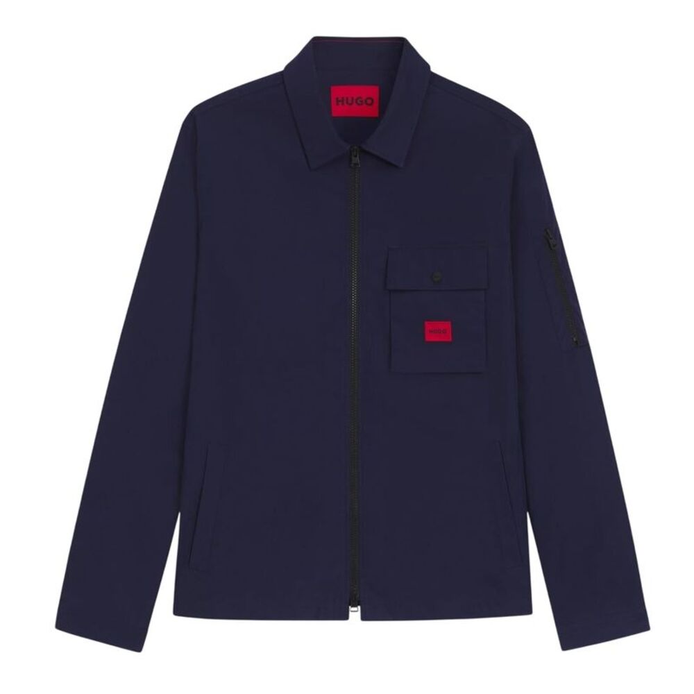 Hugo Mens Logo Cotton Overshirt / Navy